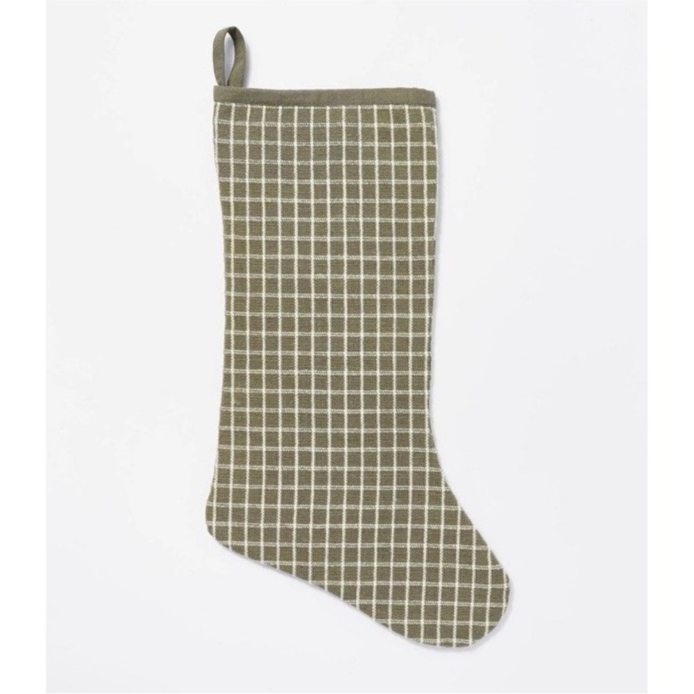 STUDIO MCGEE NWT window pane Christmas stocking -green